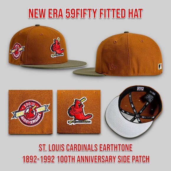 New Era St. Louis Cardinals Earthtone 59FIFTY Fitted Hat 100TH Anniv Patch 7 1/2